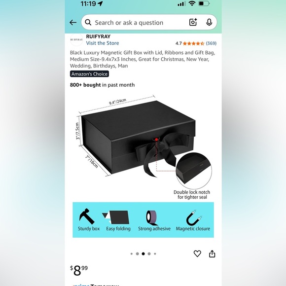 🆕 SET OF 5 - Elegant Black Gift Wrap Set - Picture 6 of 8